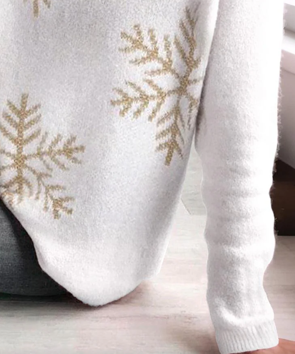 Winterzauber Schneeflocken-Print Sweater - Elegant & Warm für die Kälte