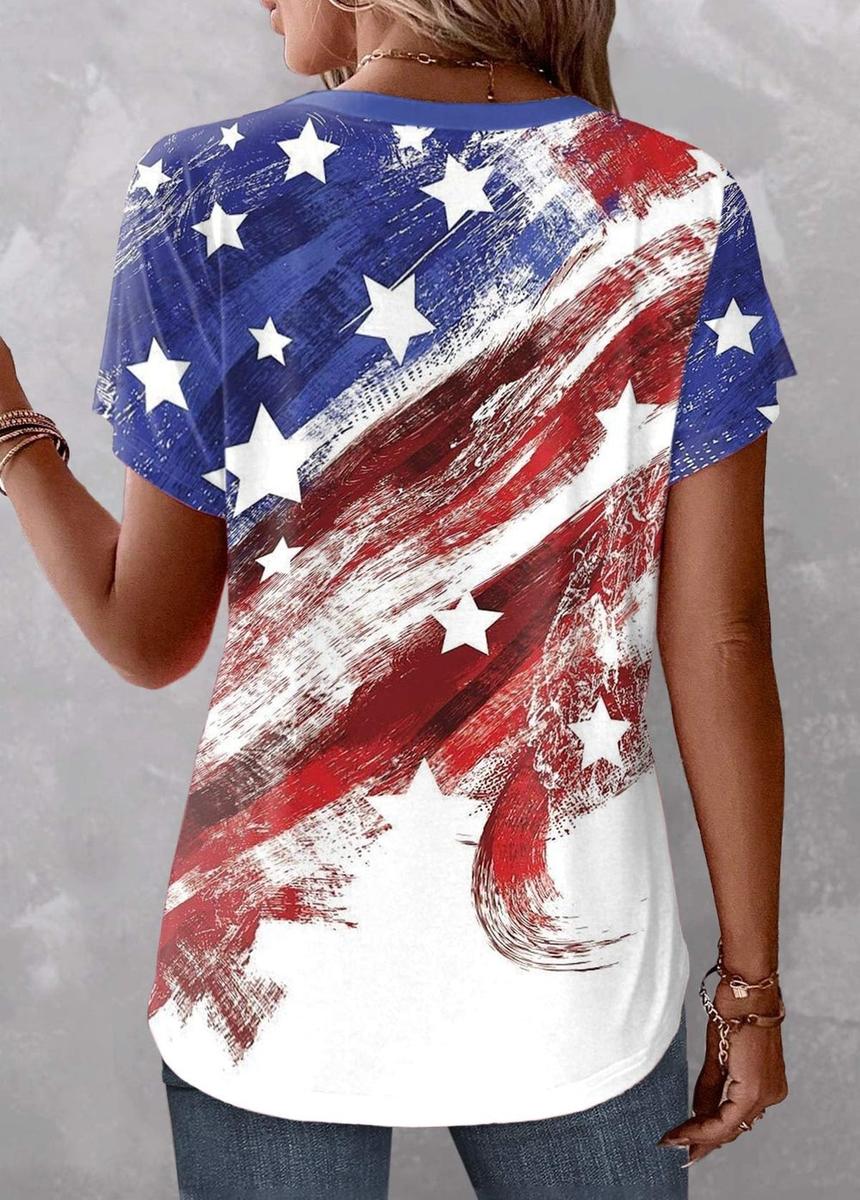 American Flag Print Top – Wintertrend USA Look Baumwolle