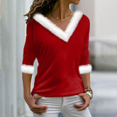 Chic V-Neck Long Sleeve Print Top - Ihr eleganter Winterbegleiter