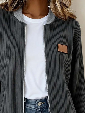 Damen Winterjacke casual warm Kontrast dunkelgrau Zip