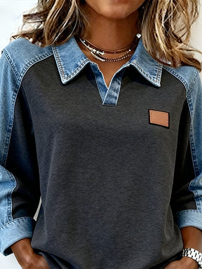 Winter Damen Sweatshirt im Denim Look – warm & stylisch