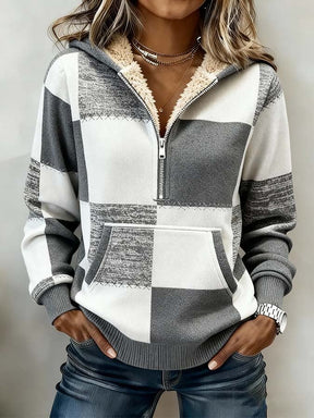 Kuscheliges Sherpa Sweatshirt grau-weiß für kalte Wintertage