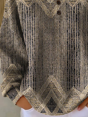 Boho Winter Sweatshirt Damen langarm warm beige blau