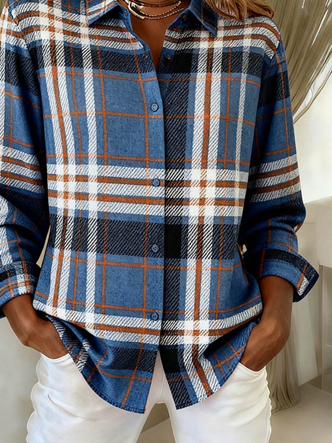 Winter Damen Karohemd Loose Fit – Warmes Casual Shirt