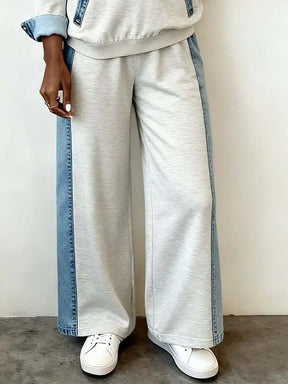 Winter Damen Zweiteiler Cozy Streetstyle Anzug grau-blau