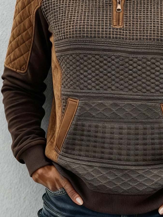 Kuscheliger Winter Half-Zip Hoodie Damen Braun Beige Warm