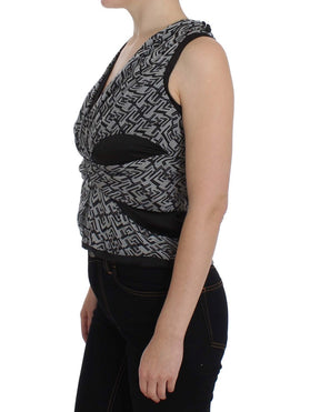 Karl Lagerfeld Graues Schwarzes Seidenblusentop