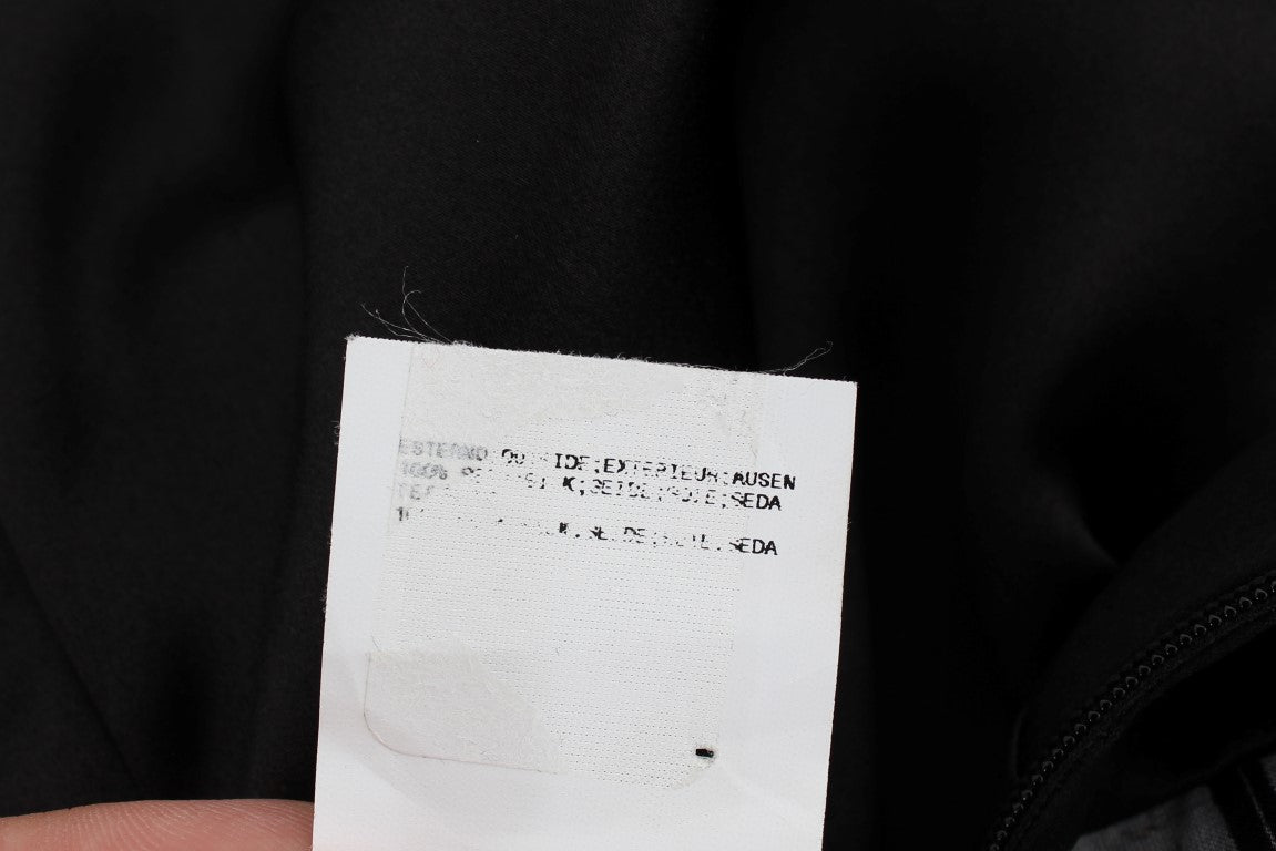 Karl Lagerfeld Graues Schwarzes Seidenblusentop