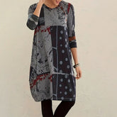 Warmes Langarm-Minikleid im Grauen Polka Dot Design - Perfekt für den Winter