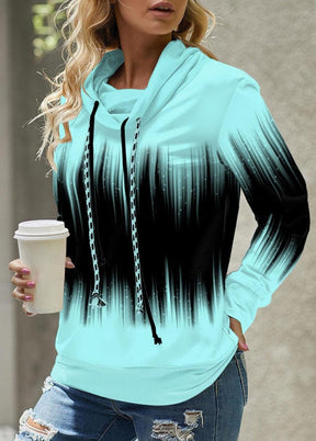 Winterlicher Aqua & Black Ombre Rain Hoodie - Komfort trifft auf Retro-Stil
