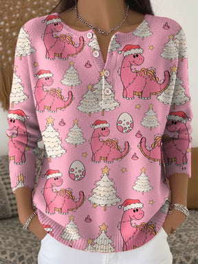 Weihnachtlicher Dino Cardigan Damen – kuscheliger Winterpulli