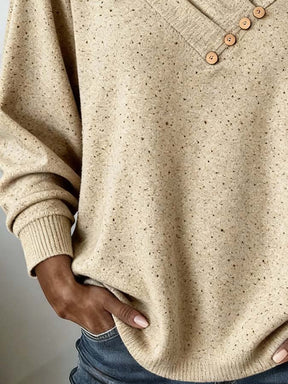 Kuscheliger Damen Strickpullover Beige Winter V-Ausschnitt