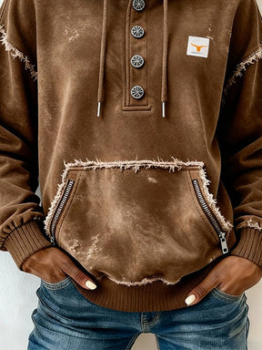 Warmer Damen Hoodie Winter braun – kuscheliger Vintage Look