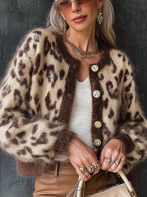 Wild Long Sleeve Leopard Cardigan - Stilvoll, Bequem & Vielseitig für den Herbst