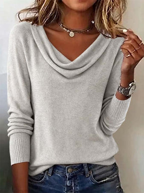 Herbst-Hygge mit Grey Long Sleeve Plain Sweater - Kuscheliger Begleiter
