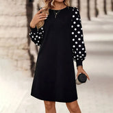 Stilvolles Polka Dot Langarm-Minikleid - Perfekt für den Winterzauber