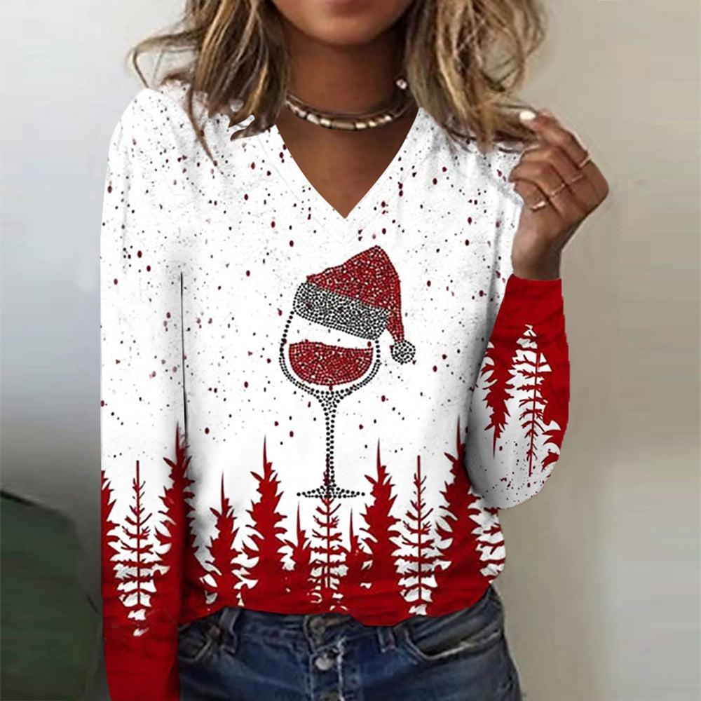 Weihnachtliches Rotwein Longsleeve Damen – Winter Party Shirt
