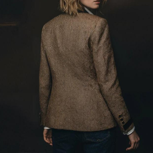 Winter Blazer Damen Braun Retro Chic warm & elegant