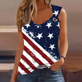 Classy V-Neck Top Winter-Chic mit Flag-Print Sleeveless