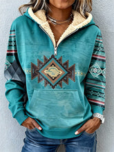 Warmer Boho Sherpa Hoodie Türkis – Kuscheliger Winterpullover