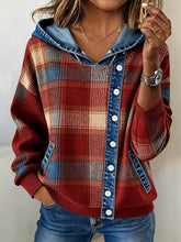 Warmer Damen Karo Hoodie mit Kapuze für den Winter