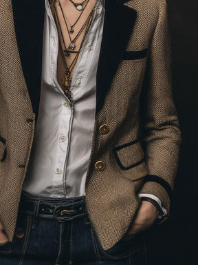 Winter Blazer Damen Braun Retro Chic warm & elegant