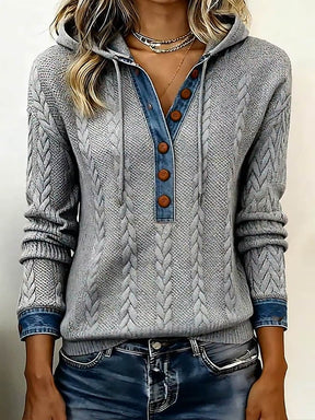 Winter Hoodie Cardigan Grau – Kuscheliges Zopfstrick Sweatshirt