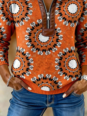 Damen Winter Fleece Pullover Orange Casual Sweatshirt Warm