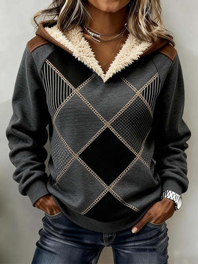 Kuscheliges Winter Sweatshirt Damen mit Teddy-Kapuze