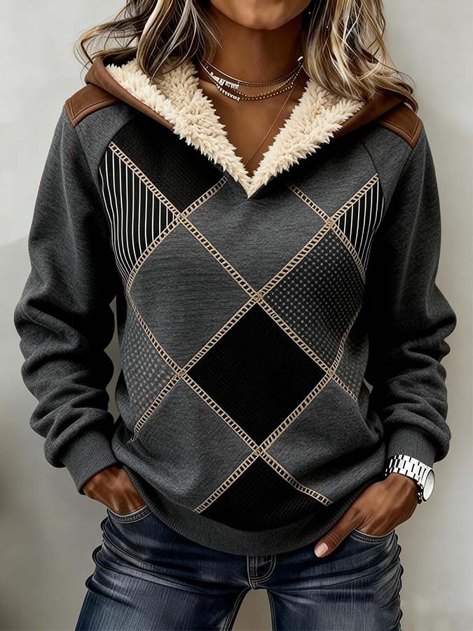 Kuscheliges Winter Sweatshirt Damen mit Teddy-Kapuze