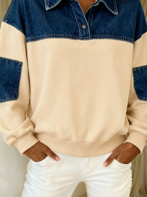 Winter Sweatshirt Beige Denim – Kuscheliger Streetstyle
