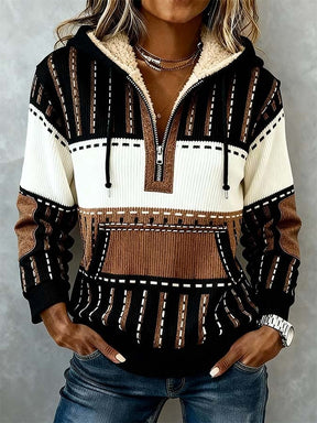 Warmer Damen Ethno Hoodie mit Kapuze – Winter Sweatshirt