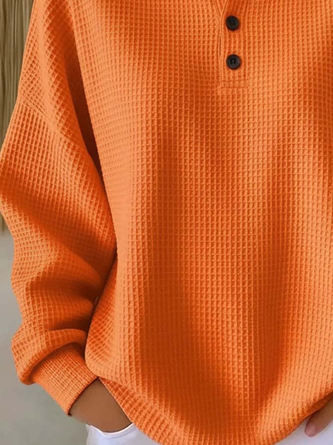 Kuscheliges Waffle Sweatshirt Orange – warm durch den Winter
