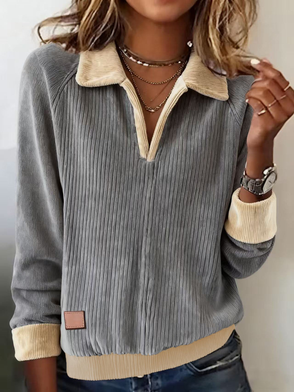 Kuscheliger Cord Sweatshirt Damen – eleganter Winterpullover