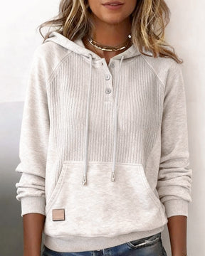 Kuscheliger Rippstrick Hoodie Hellbeige für kalte Winter