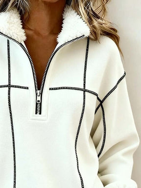 Kuscheliger Winter Damen Colorblock Pullover mit Stehkragen