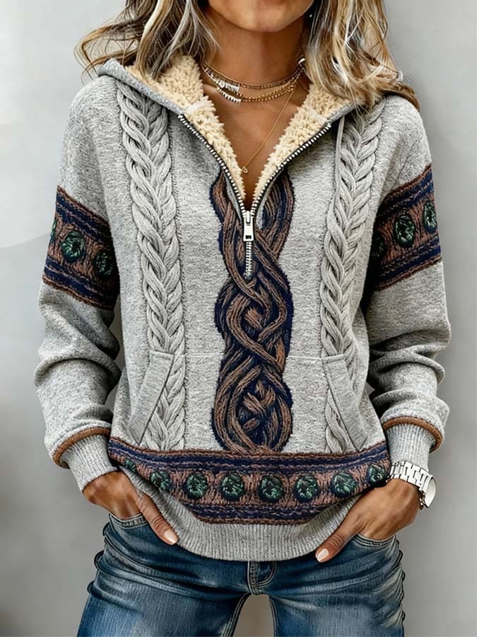 Kuscheliges Damen Winter Hoodie mit Teddyfutter Nordic Style