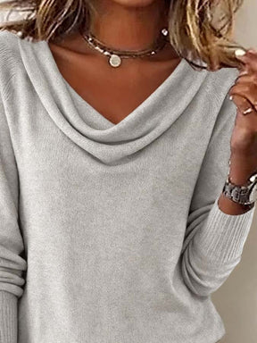 Damen Winter Longsleeve mit Wasserfallkragen, locker & warm