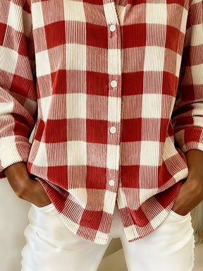 Kuscheliges Christmas Plaid Shirt Damen rot-weiß Winter Outfit