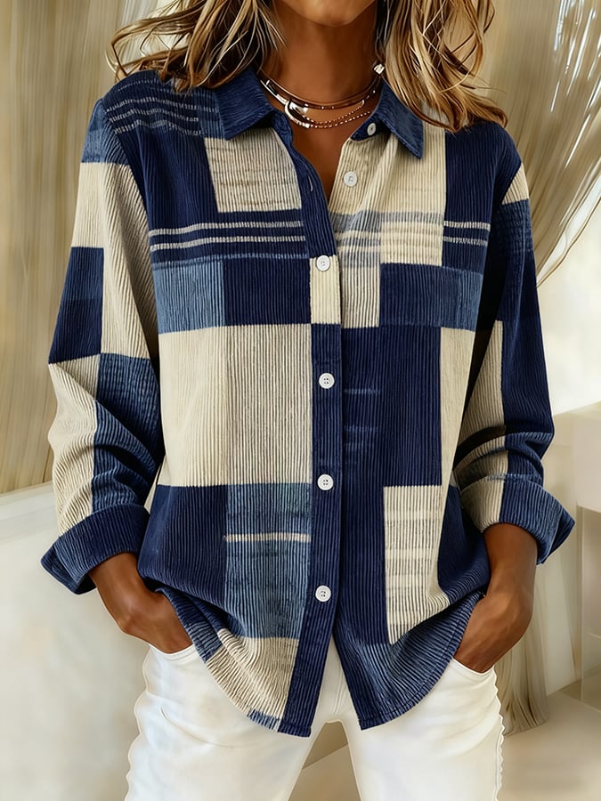 Winter Damen Karohemd Navy Beige Oversized warm S-5XL