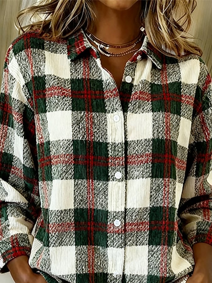 Damen Weihnachts Karo Longshirt Grün Rot Winter Hemd Festlich