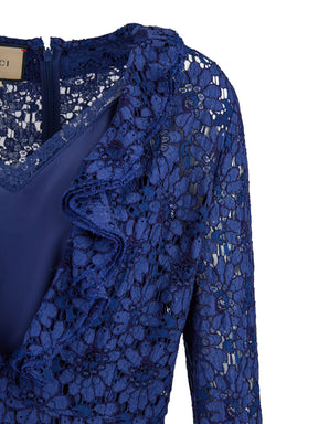 Gucci Blaues Kleid aus Viskose und Baumwolle, mittellang