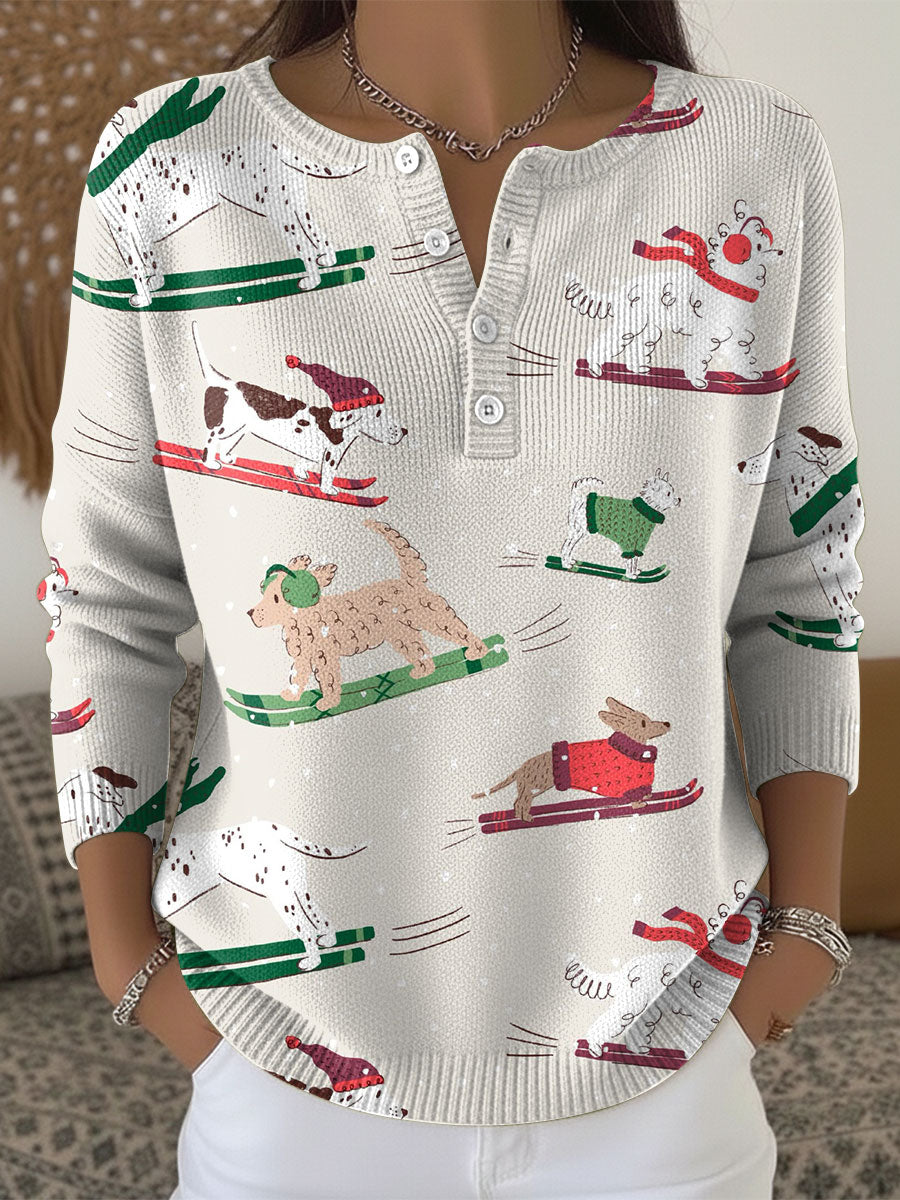 Winter Cardigan Ski Dog – kuscheliger Weihnachts Pullover