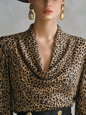 Edgy Leopard Longsleeve mit Cowl Neck für Winter-Outfits