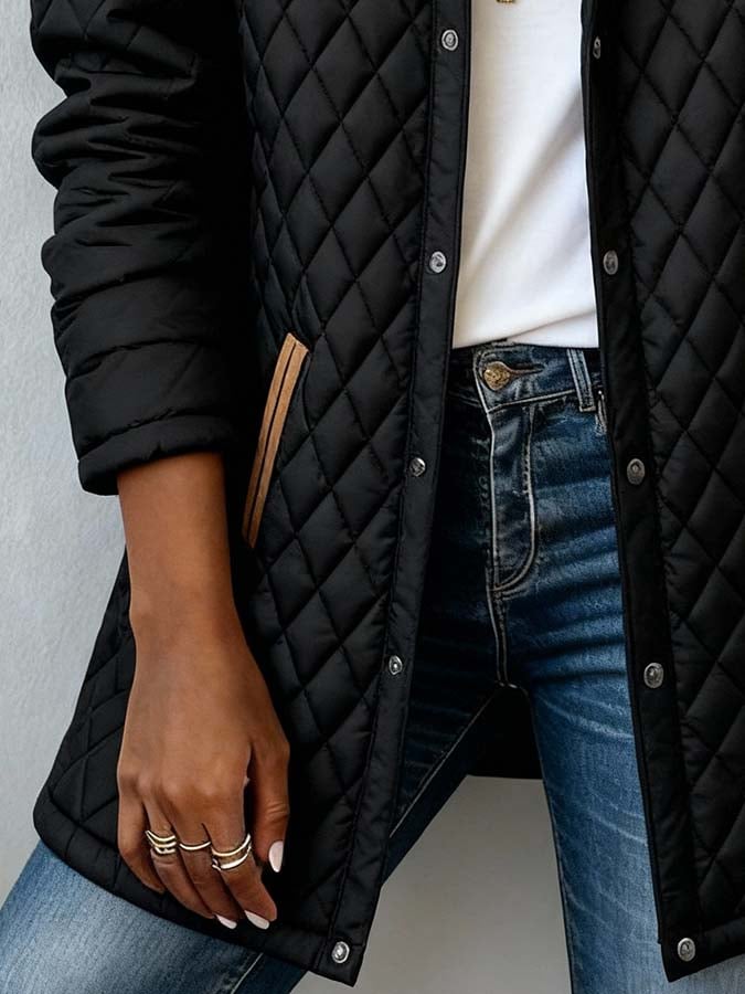 Winter Steppjacke Damen Schwarz Grau warm leicht casual