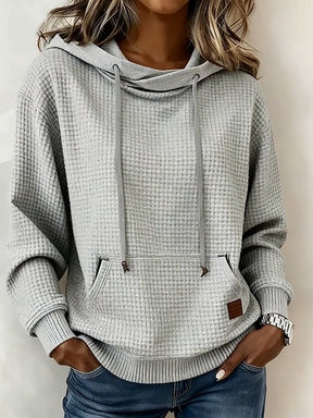Warmes Waffelstrick Hoodie Damen hellgrau für Winter