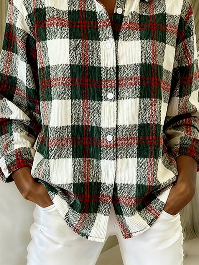 Damen Weihnachts Karo Longshirt Grün Rot Winter Hemd Festlich