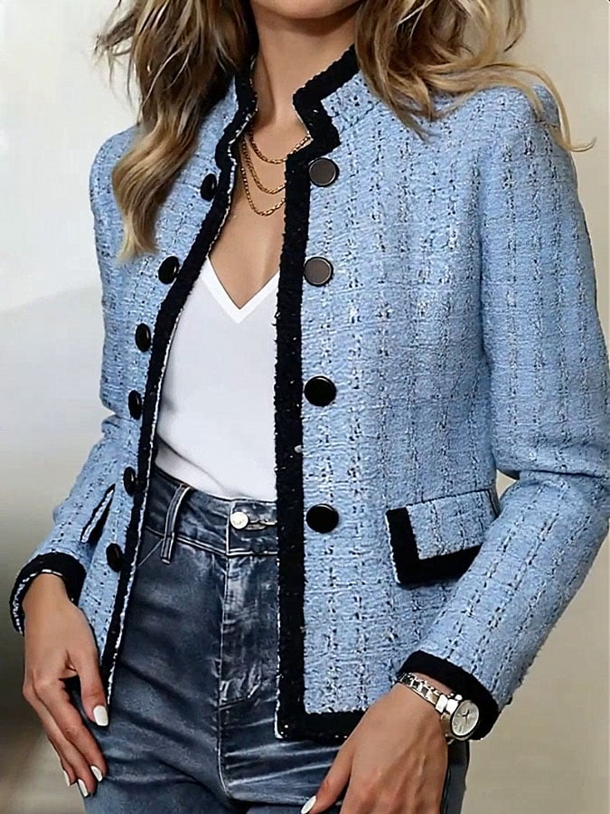 Winter Tweed Blazer Blau Damen – Eleganter Business Chic