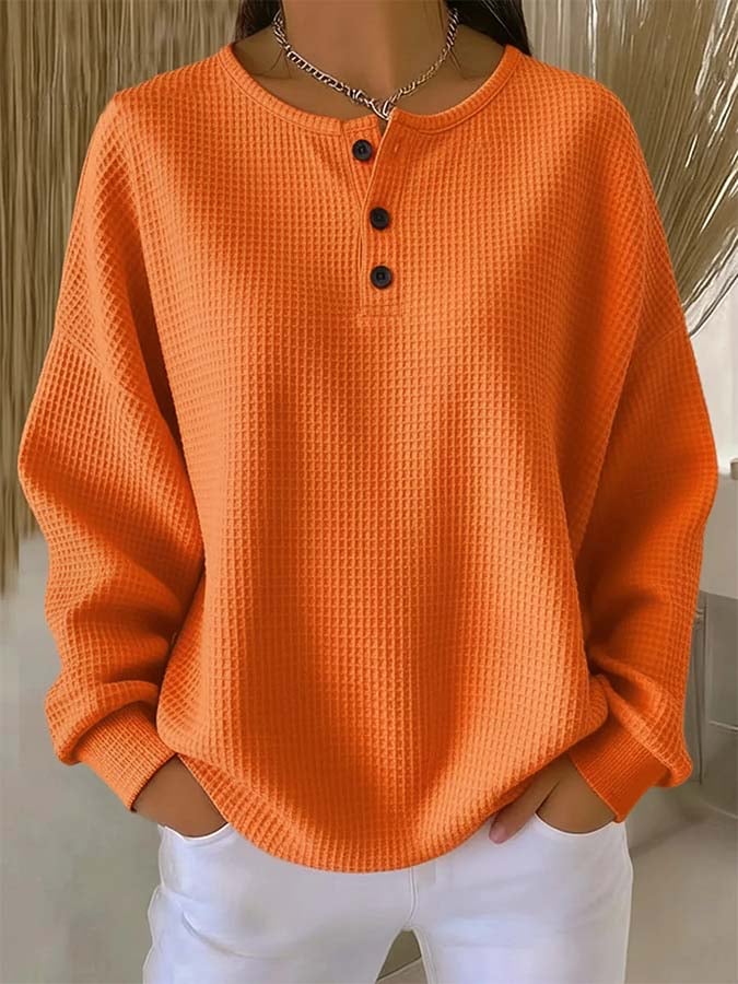 Kuscheliges Waffle Sweatshirt Orange – warm durch den Winter