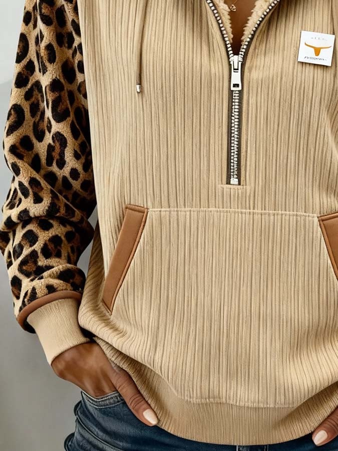 Damen Teddy Hoodie Winter Leo Look warm kuschelig